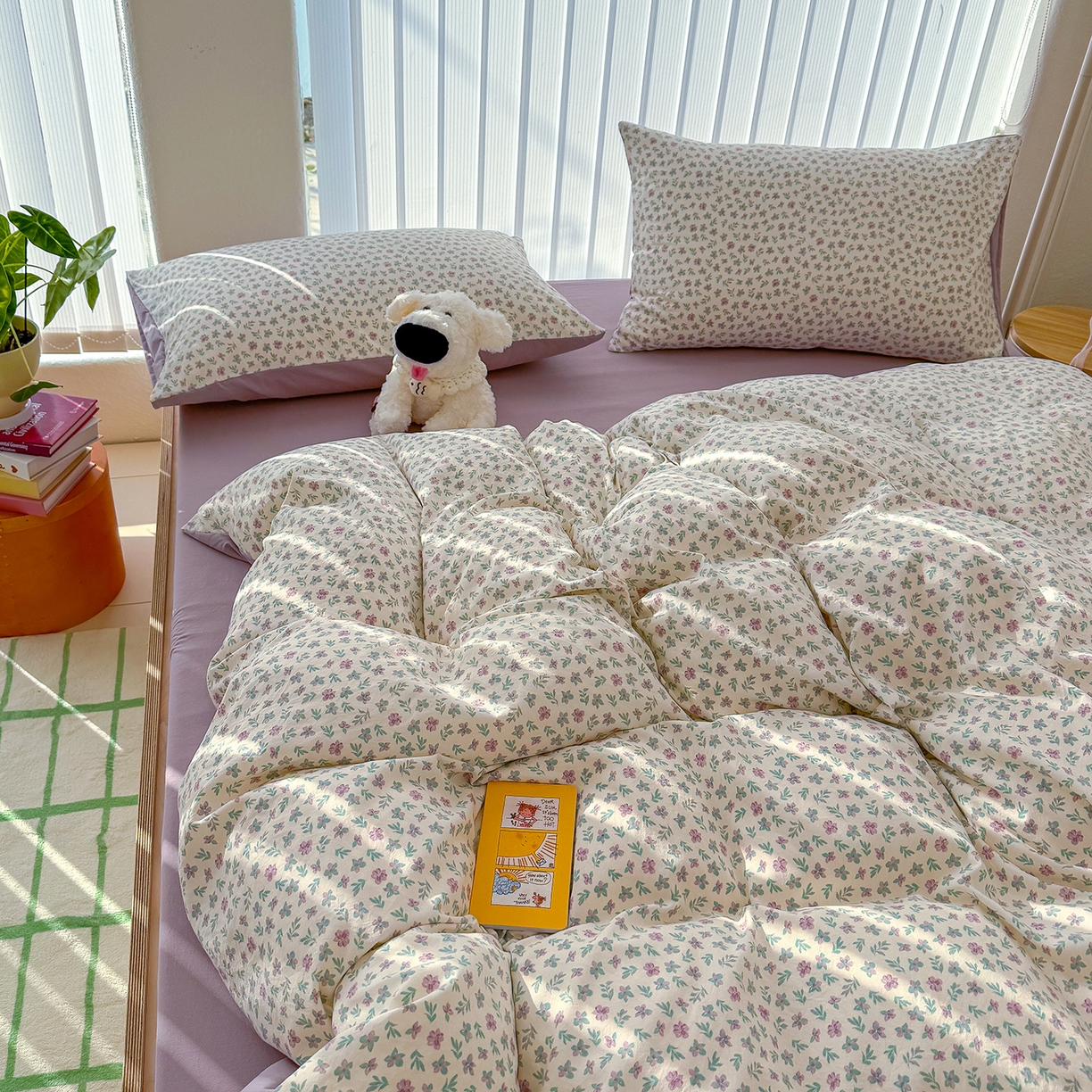 91家纺网 家纺一手货源 找家纺 竹合家纺 2026新款春款A类古法水洗仿棉云感棉小布袋四件套 千野合