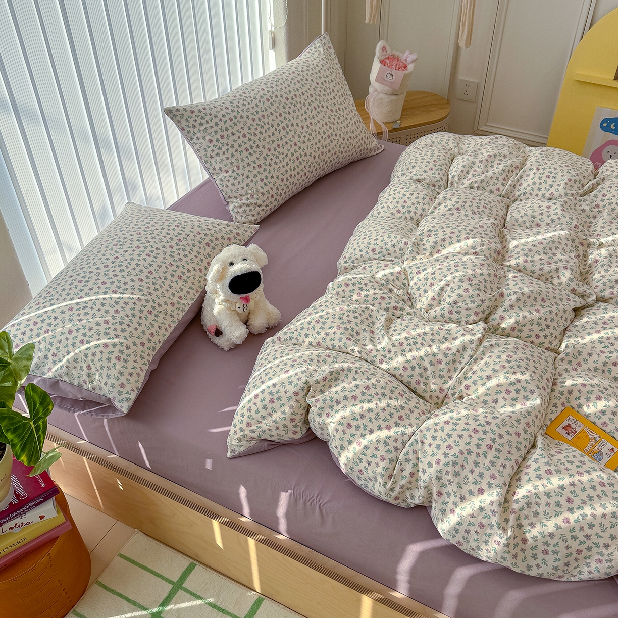 91家纺网 家纺一手货源 找家纺 竹合家纺 2026新款春款A类古法水洗仿棉云感棉小布袋四件套 千野合