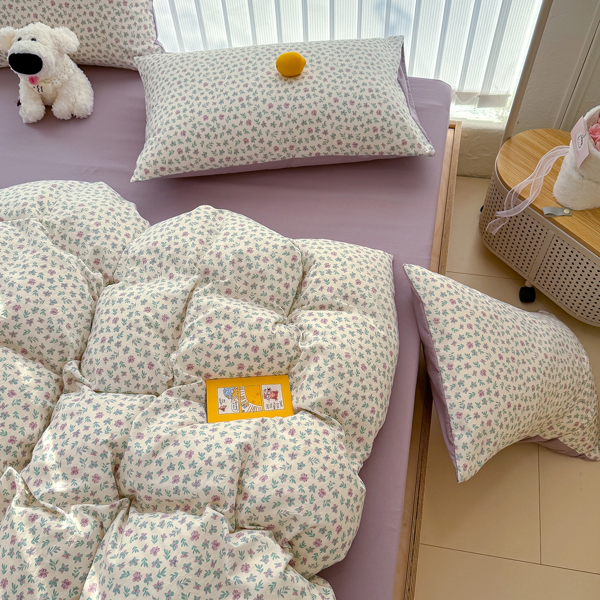 91家纺网 家纺一手货源 找家纺 竹合家纺 2026新款春款A类古法水洗仿棉云感棉小布袋四件套 千野合