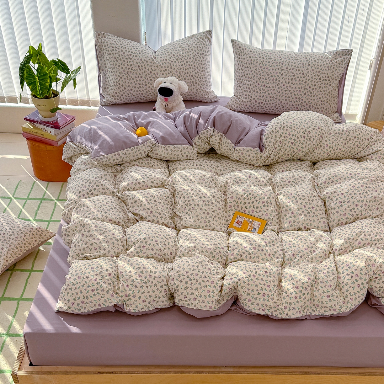 91家纺网 家纺一手货源 找家纺 竹合家纺 2026新款春款A类古法水洗仿棉云感棉小布袋四件套 千野合