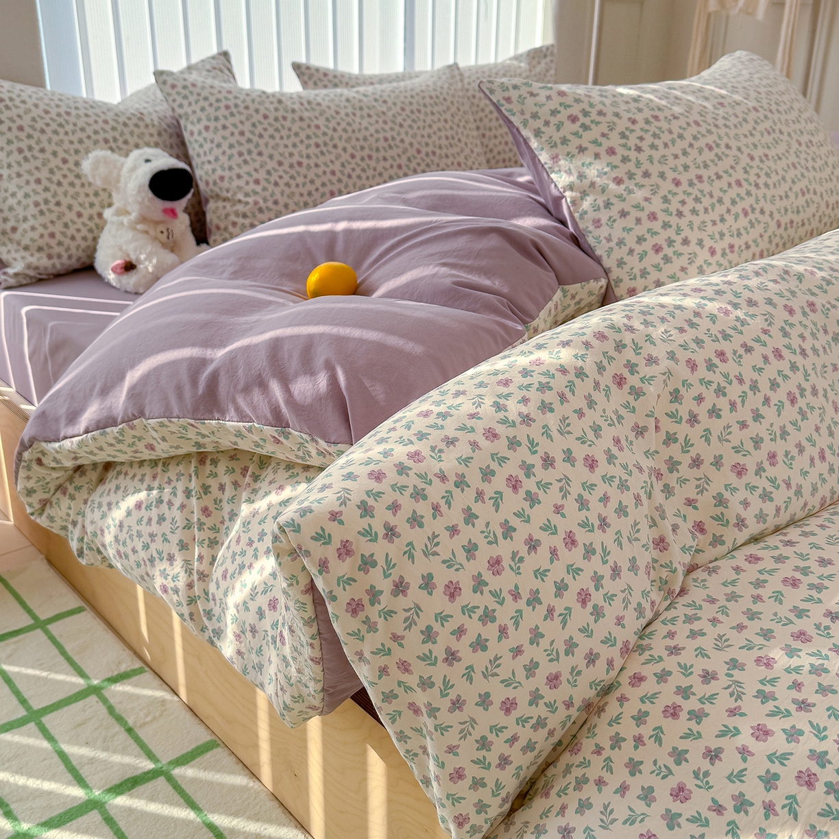 91家纺网 家纺一手货源 找家纺 竹合家纺 2026新款春款A类古法水洗仿棉云感棉小布袋四件套 千野合