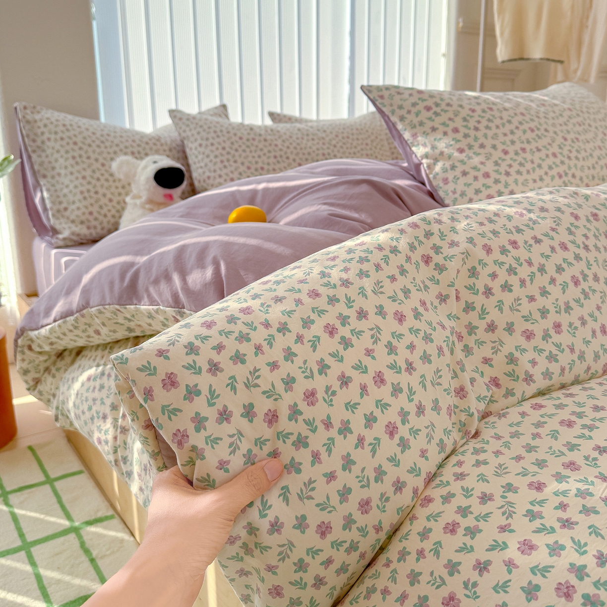 91家纺网 家纺一手货源 找家纺 竹合家纺 2026新款春款A类古法水洗仿棉云感棉小布袋四件套 千野合