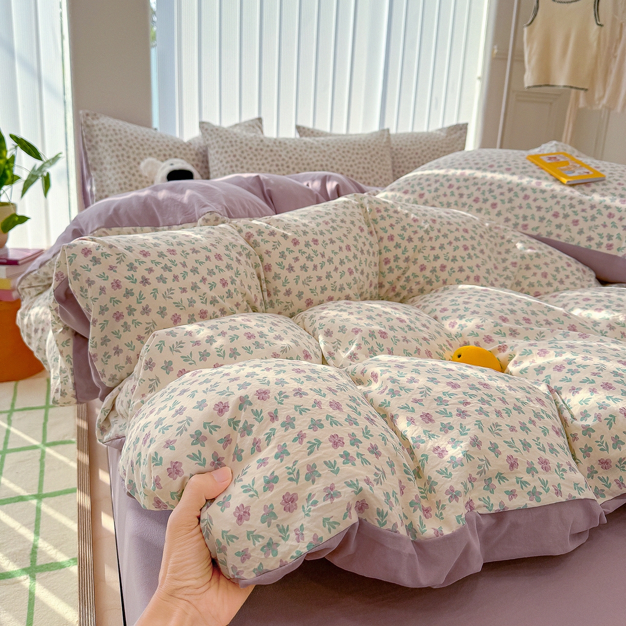 91家纺网 家纺一手货源 找家纺 竹合家纺 2026新款春款A类古法水洗仿棉云感棉小布袋四件套 千野合