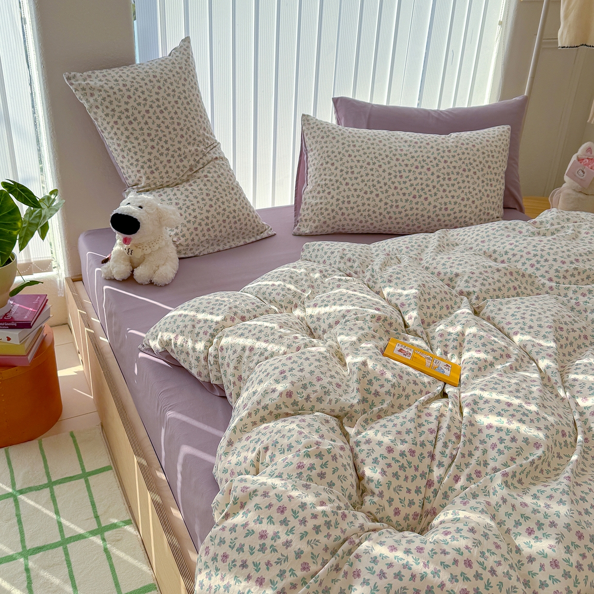 91家纺网 家纺一手货源 找家纺 竹合家纺 2026新款春款A类古法水洗仿棉云感棉小布袋四件套 千野合