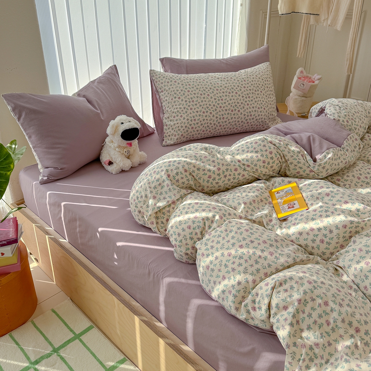 91家纺网 家纺一手货源 找家纺 竹合家纺 2026新款春款A类古法水洗仿棉云感棉小布袋四件套 千野合