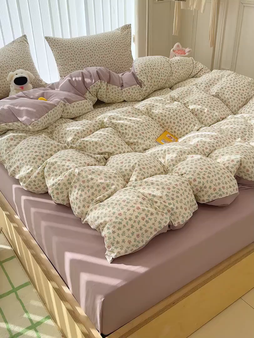 91家纺网 家纺一手货源 找家纺 竹合家纺 2026新款春款A类古法水洗仿棉云感棉小布袋四件套 千野合