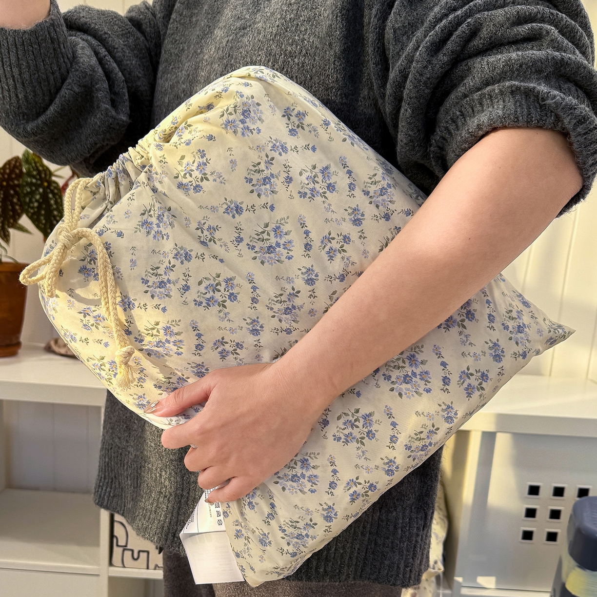 竹合家纺 2026新款春款A类古法水洗仿棉云感棉小布袋四件套 蓝岛风铃