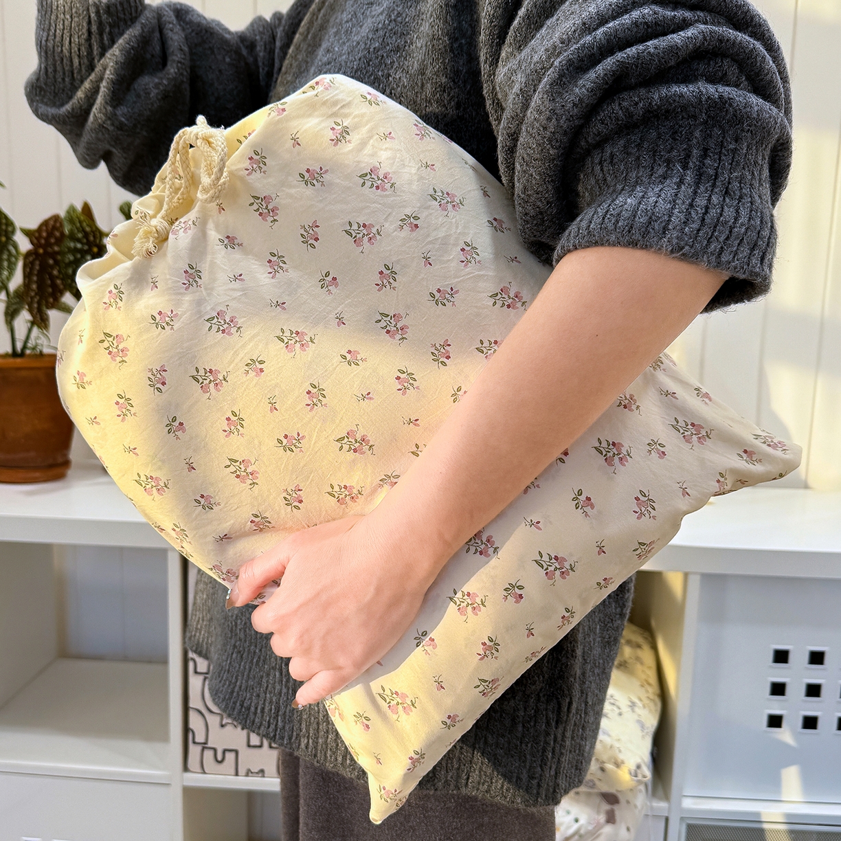 竹合家纺 2026新款春款A类古法水洗仿棉云感棉小布袋四件套 靜听花开