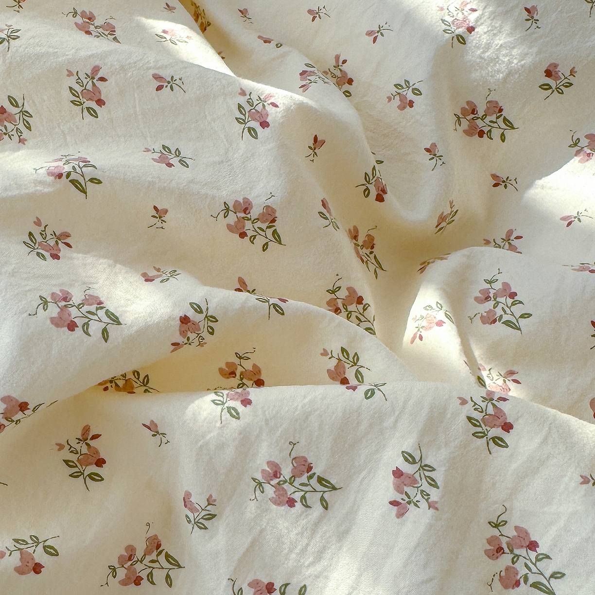 91家纺网 家纺一手货源 找家纺 竹合家纺 2026新款春款A类古法水洗仿棉云感棉小布袋四件套 靜听花开