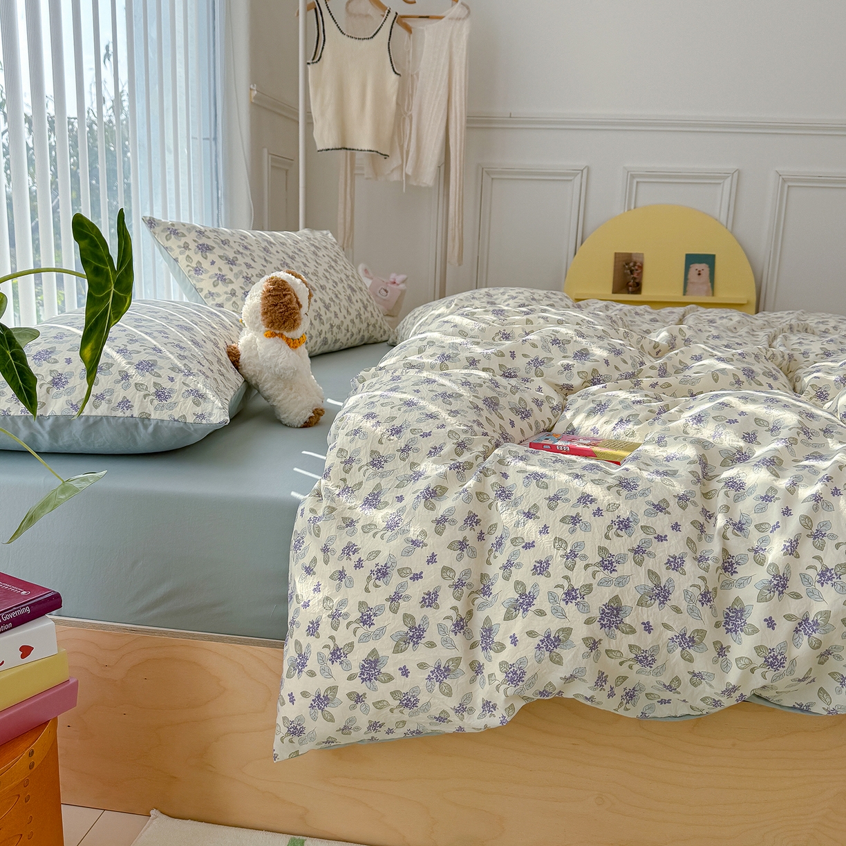 91家纺网 家纺一手货源 找家纺 竹合家纺 2026新款春款A类古法水洗仿棉云感棉小布袋四件套 山月铃兰