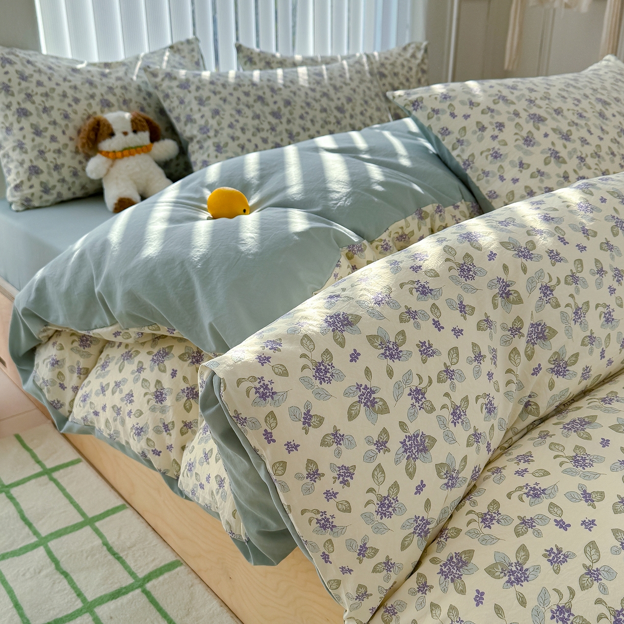 91家纺网 家纺一手货源 找家纺 竹合家纺 2026新款春款A类古法水洗仿棉云感棉小布袋四件套 山月铃兰