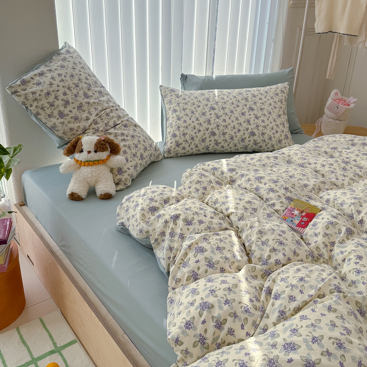 91家纺网 家纺一手货源 找家纺 竹合家纺 2026新款春款A类古法水洗仿棉云感棉小布袋四件套 山月铃兰