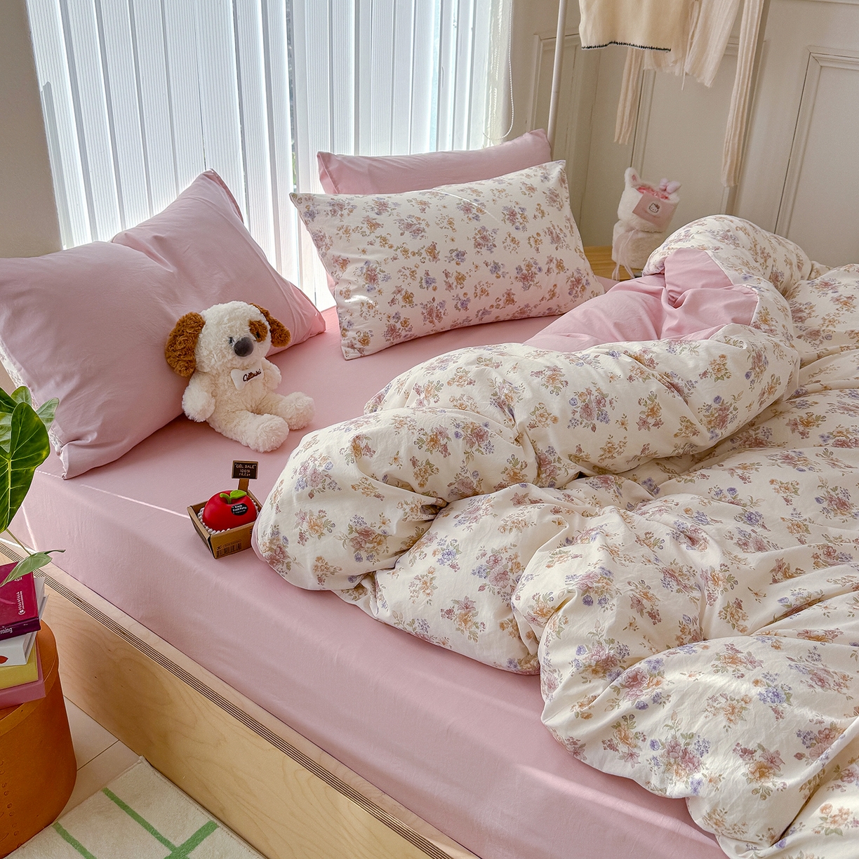 91家纺网 家纺一手货源 找家纺 竹合家纺 2026新款春款A类古法水洗仿棉云感棉小布袋四件套 伊水芙蓉