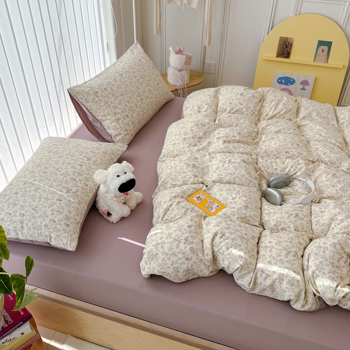 91家纺网 家纺一手货源 找家纺 竹合家纺 2026新款春款A类古法水洗仿棉云感棉小布袋四件套 半页诗