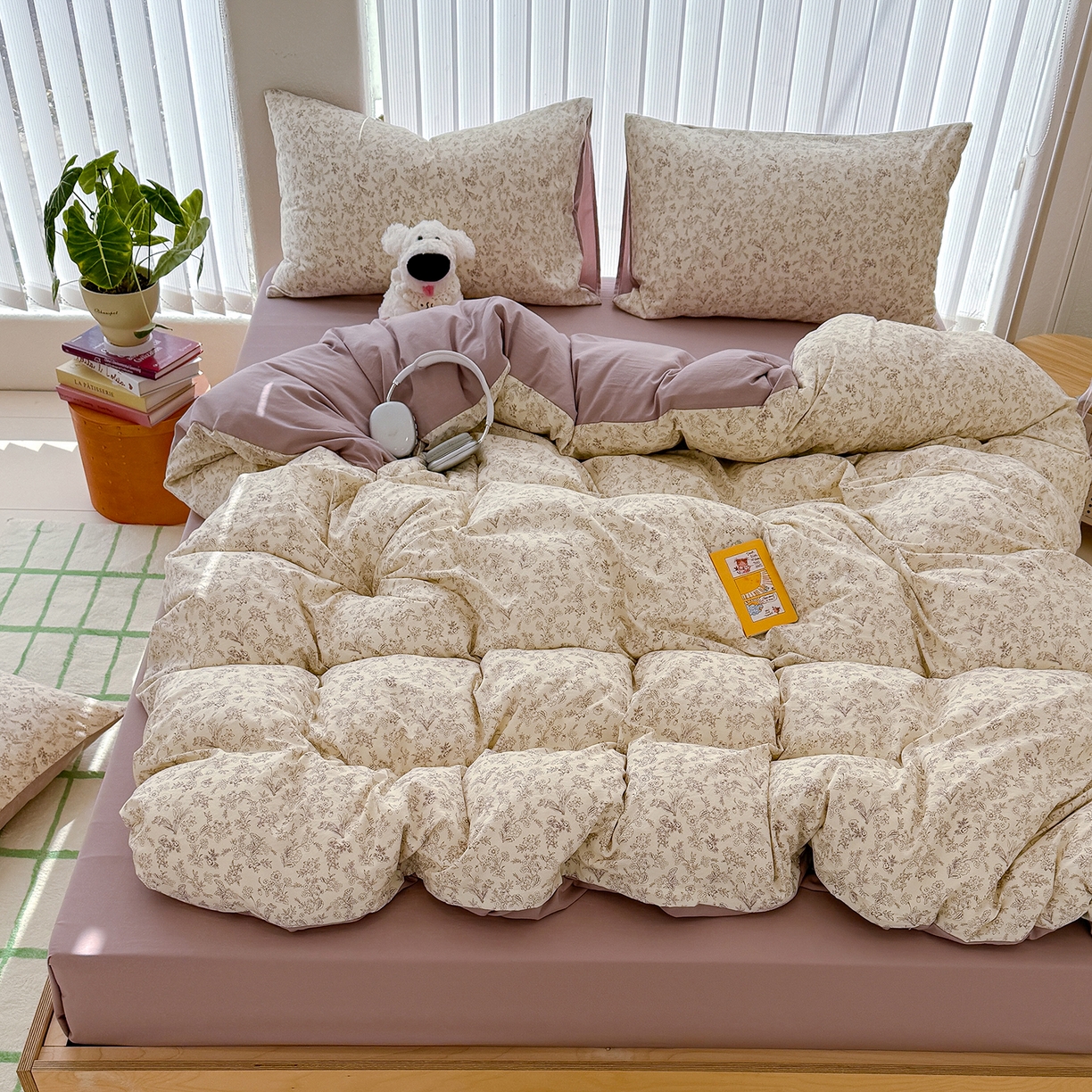 91家纺网 家纺一手货源 找家纺 竹合家纺 2026新款春款A类古法水洗仿棉云感棉小布袋四件套 半页诗