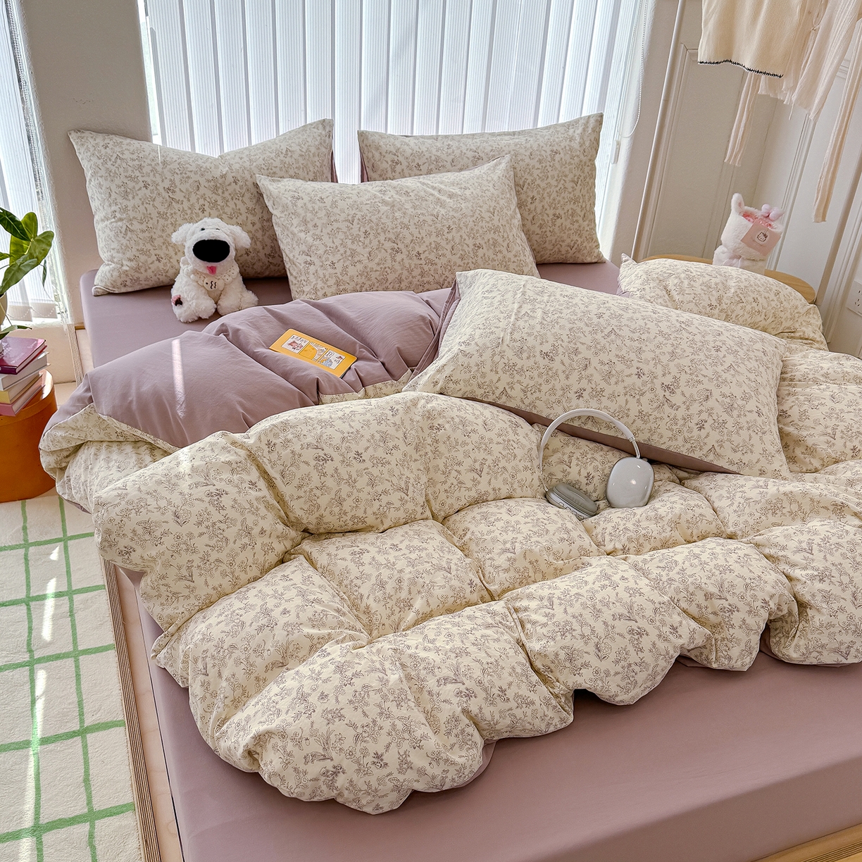 91家纺网 家纺一手货源 找家纺 竹合家纺 2026新款春款A类古法水洗仿棉云感棉小布袋四件套 半页诗