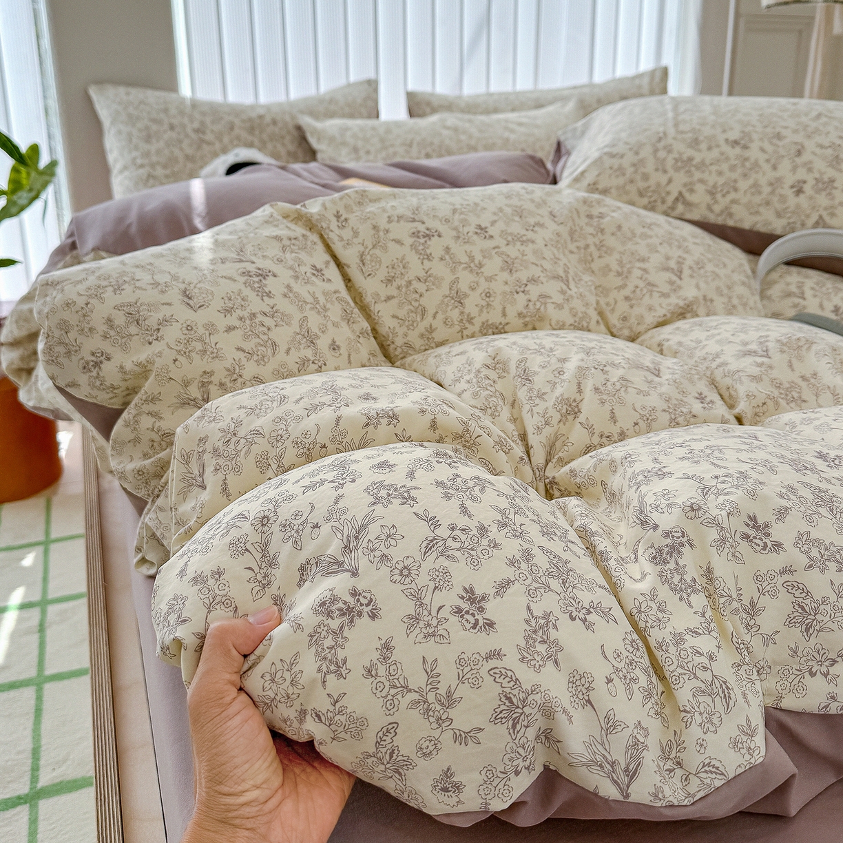 91家纺网 家纺一手货源 找家纺 竹合家纺 2026新款春款A类古法水洗仿棉云感棉小布袋四件套 半页诗