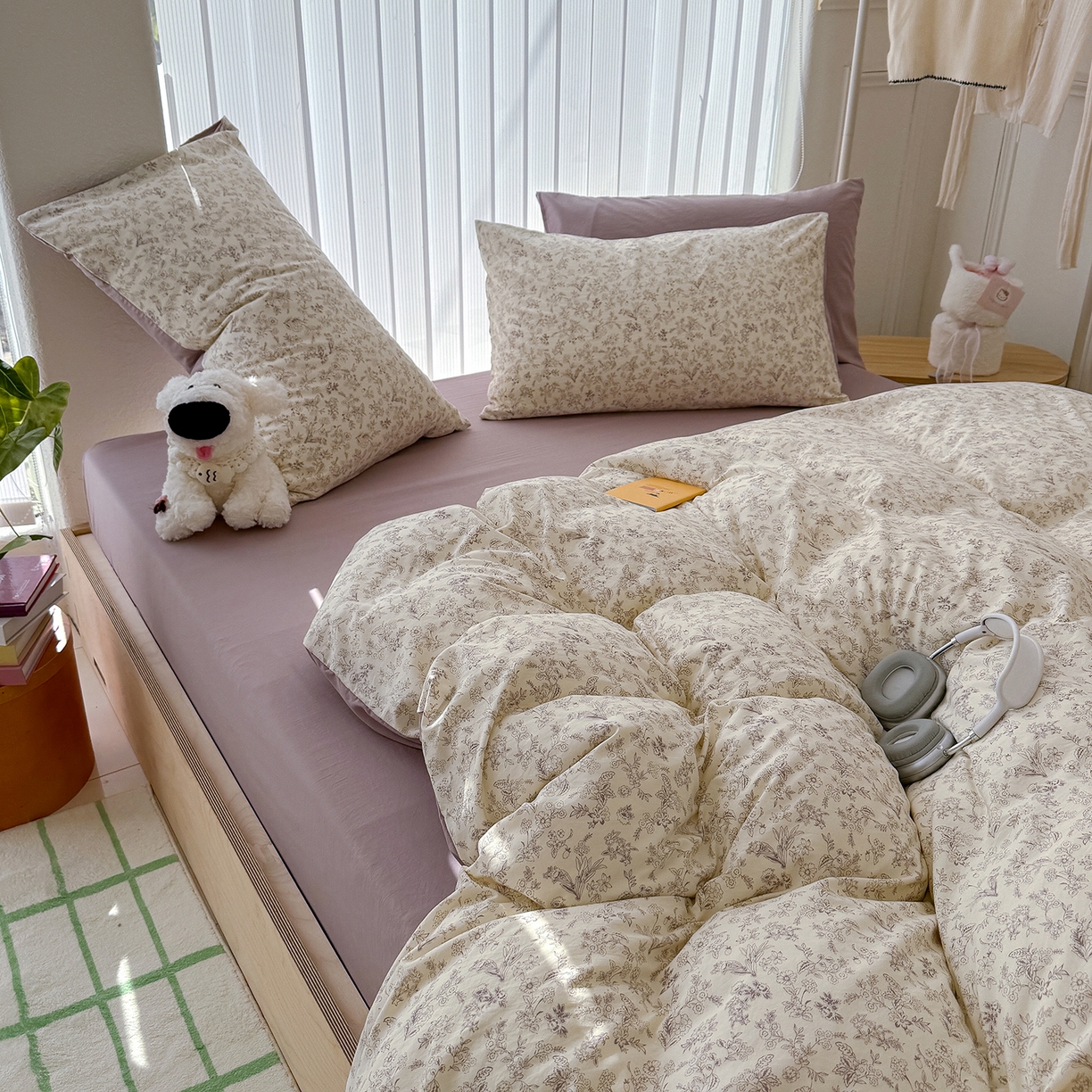 91家纺网 家纺一手货源 找家纺 竹合家纺 2026新款春款A类古法水洗仿棉云感棉小布袋四件套 半页诗