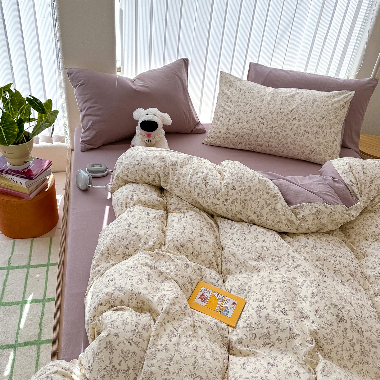 91家纺网 家纺一手货源 找家纺 竹合家纺 2026新款春款A类古法水洗仿棉云感棉小布袋四件套 半页诗