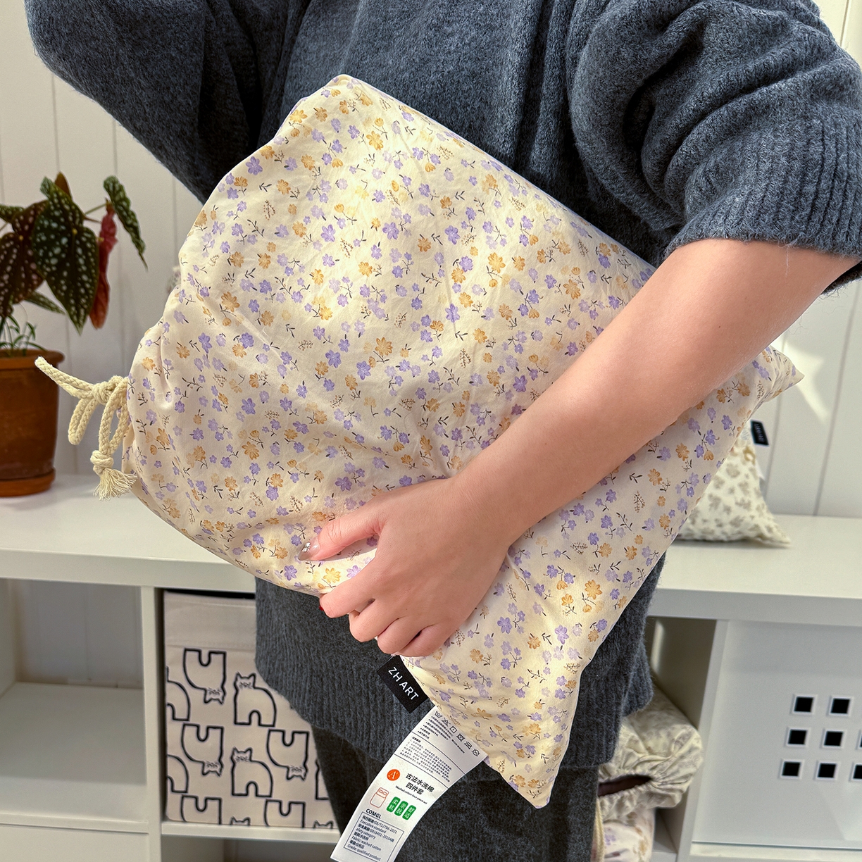 竹合家纺 2026新款春款A类古法水洗仿棉云感棉小布袋四件套 山樱漫岛