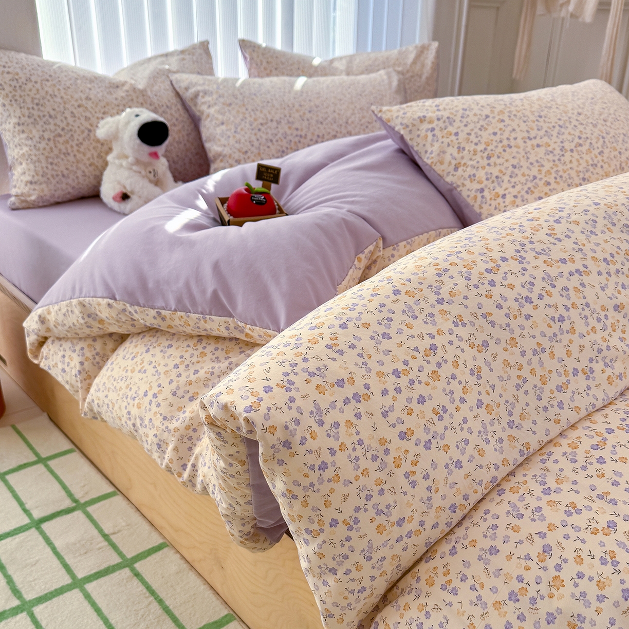 91家纺网 家纺一手货源 找家纺 竹合家纺 2026新款春款A类古法水洗仿棉云感棉小布袋四件套 山樱漫岛