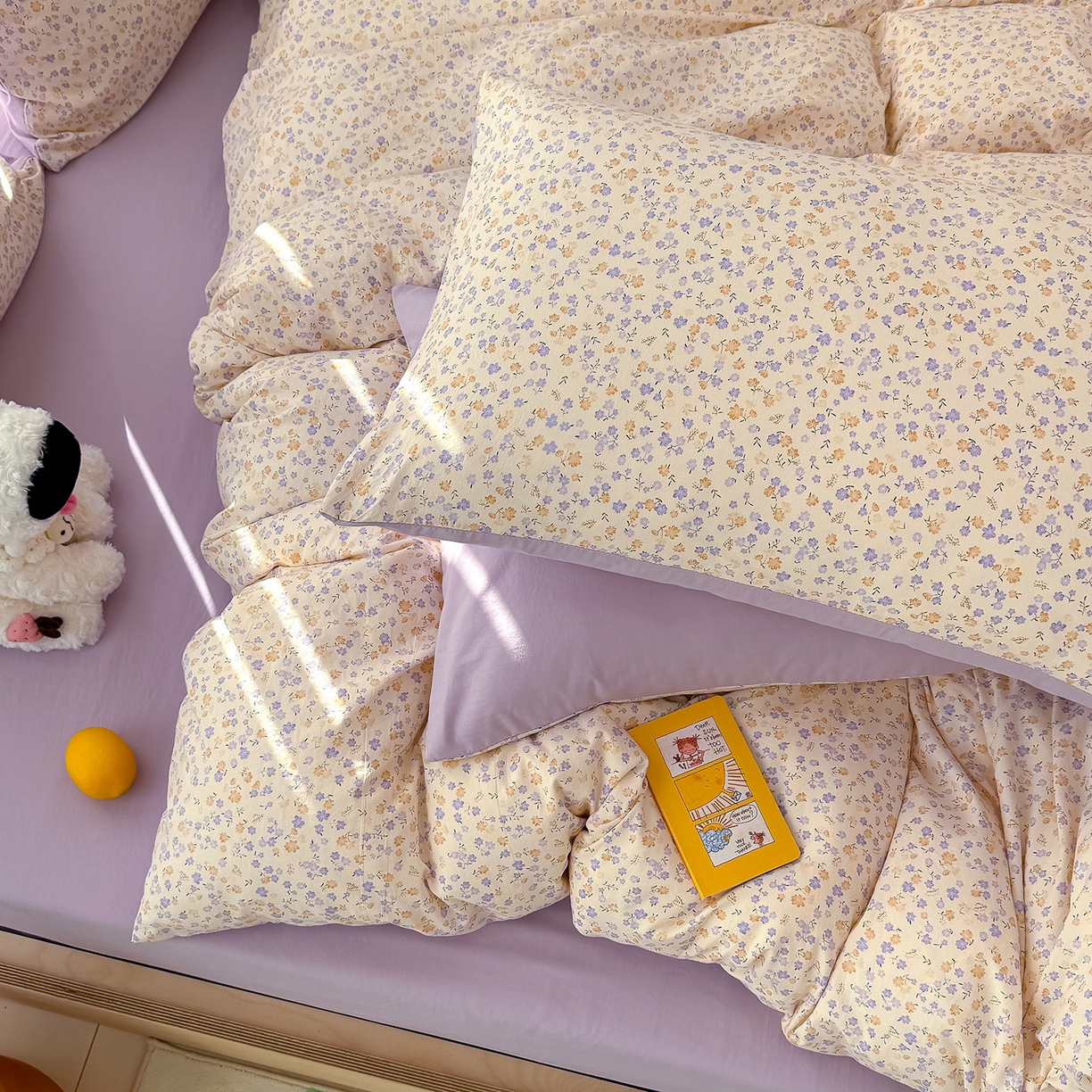 91家纺网 家纺一手货源 找家纺 竹合家纺 2026新款春款A类古法水洗仿棉云感棉小布袋四件套 山樱漫岛