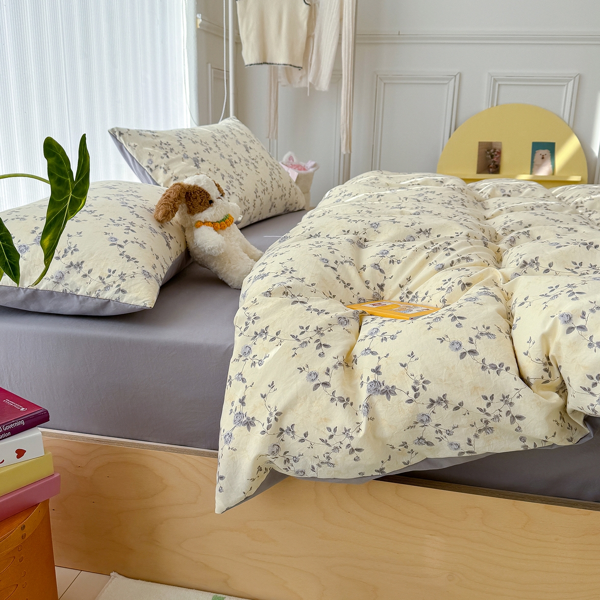 91家纺网 家纺一手货源 找家纺 竹合家纺 2026新款春款A类古法水洗仿棉云感棉小布袋四件套 牟溪明月