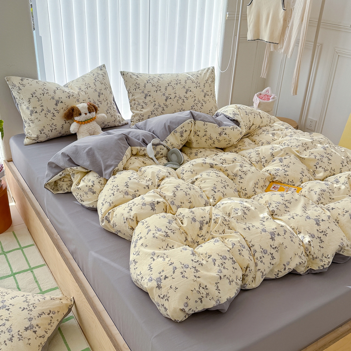 91家纺网 家纺一手货源 找家纺 竹合家纺 2026新款春款A类古法水洗仿棉云感棉小布袋四件套 牟溪明月