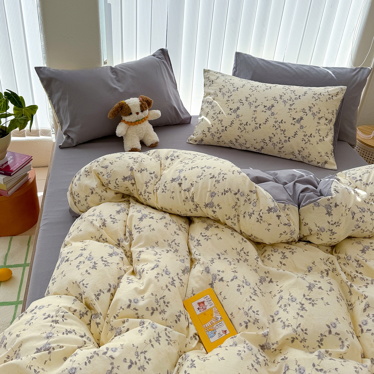 91家纺网 家纺一手货源 找家纺 竹合家纺 2026新款春款A类古法水洗仿棉云感棉小布袋四件套 牟溪明月