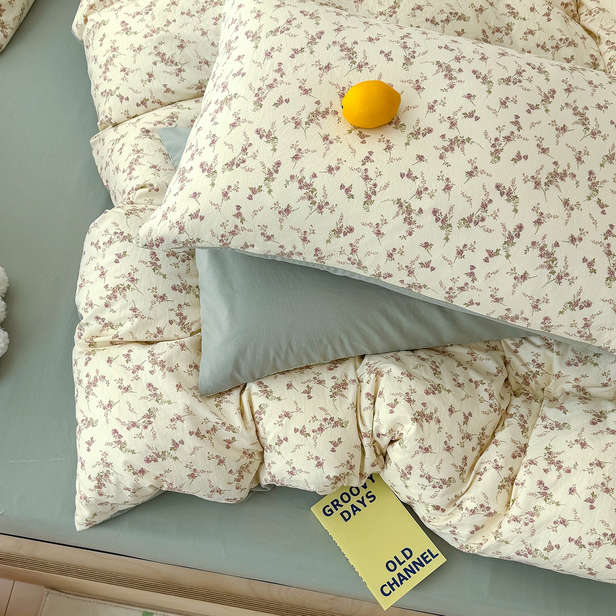 91家纺网 家纺一手货源 找家纺 竹合家纺 2026新款春款A类古法水洗仿棉云感棉小布袋四件套 花枝