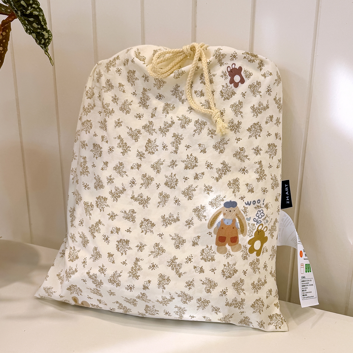 91家纺网 家纺一手货源 找家纺 竹合家纺 2026新款春款A类古法水洗仿棉云感棉小布袋四件套 小伙伴