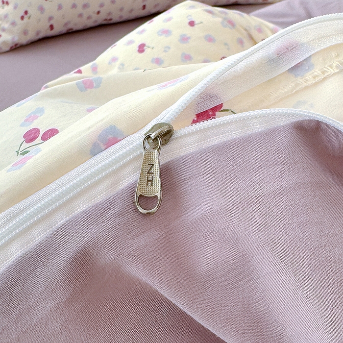 91家纺网 家纺一手货源 找家纺 竹合家纺 2026新款春款A类古法水洗仿棉云感棉小布袋四件套 蜜恋樱桃