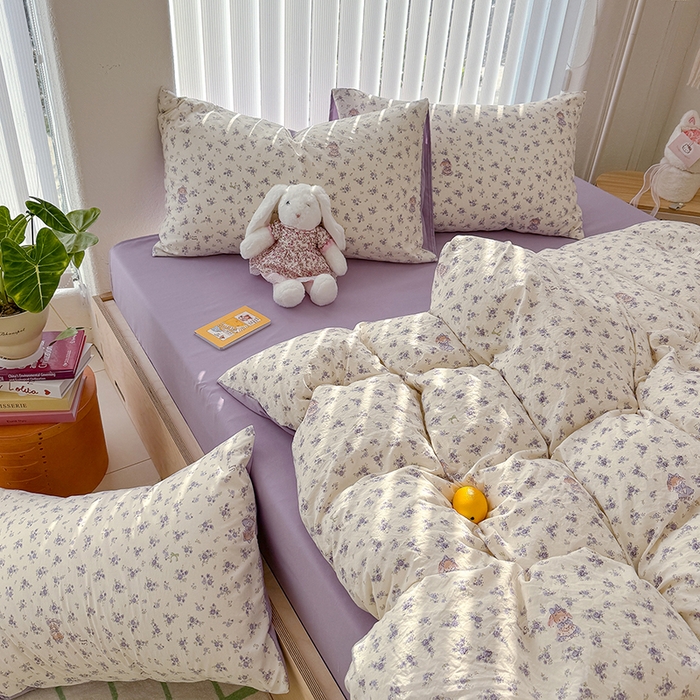 91家纺网 家纺一手货源 找家纺 竹合家纺 2026新款春款A类古法水洗仿棉云感棉小布袋四件套 花园小免