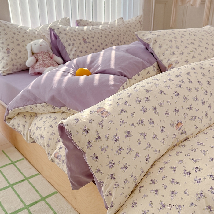 91家纺网 家纺一手货源 找家纺 竹合家纺 2026新款春款A类古法水洗仿棉云感棉小布袋四件套 花园小免