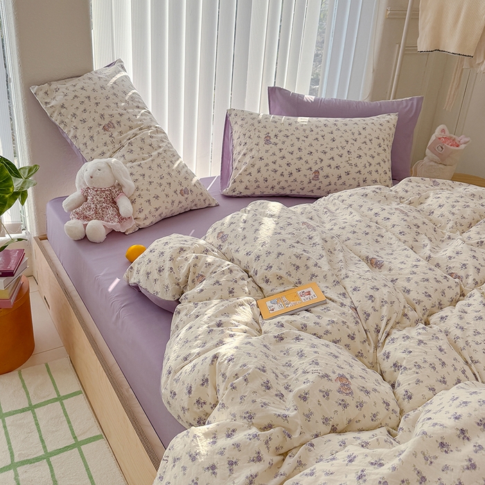 91家纺网 家纺一手货源 找家纺 竹合家纺 2026新款春款A类古法水洗仿棉云感棉小布袋四件套 花园小免