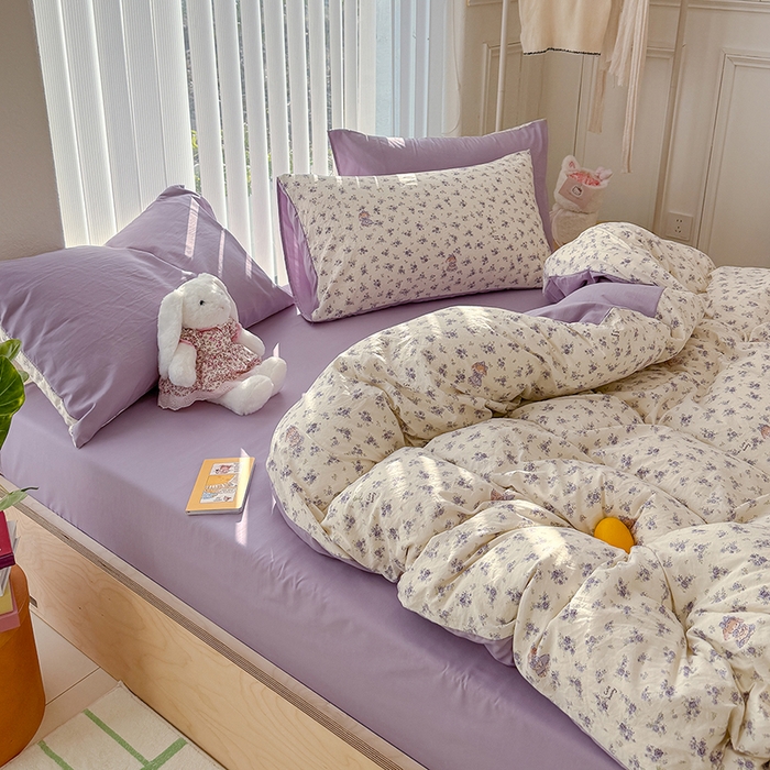 91家纺网 家纺一手货源 找家纺 竹合家纺 2026新款春款A类古法水洗仿棉云感棉小布袋四件套 花园小免