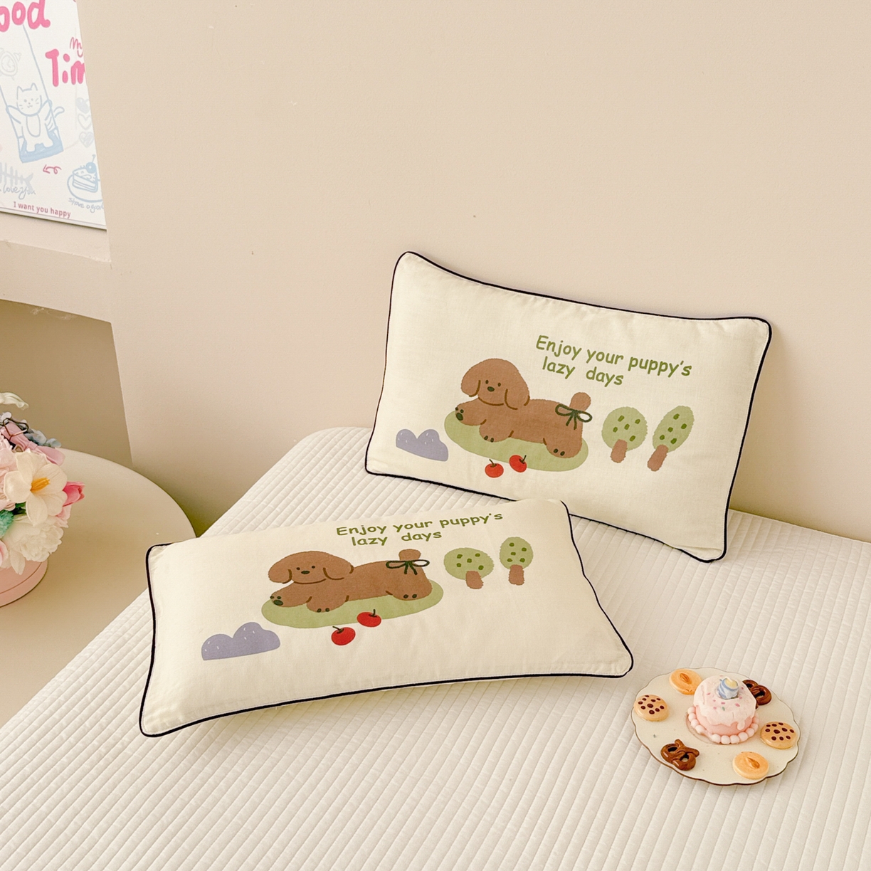 91家纺网 家纺一手货源 找家纺 （总）呗旺鹿 2025新款A类全棉双层纱单枕套儿童枕头套