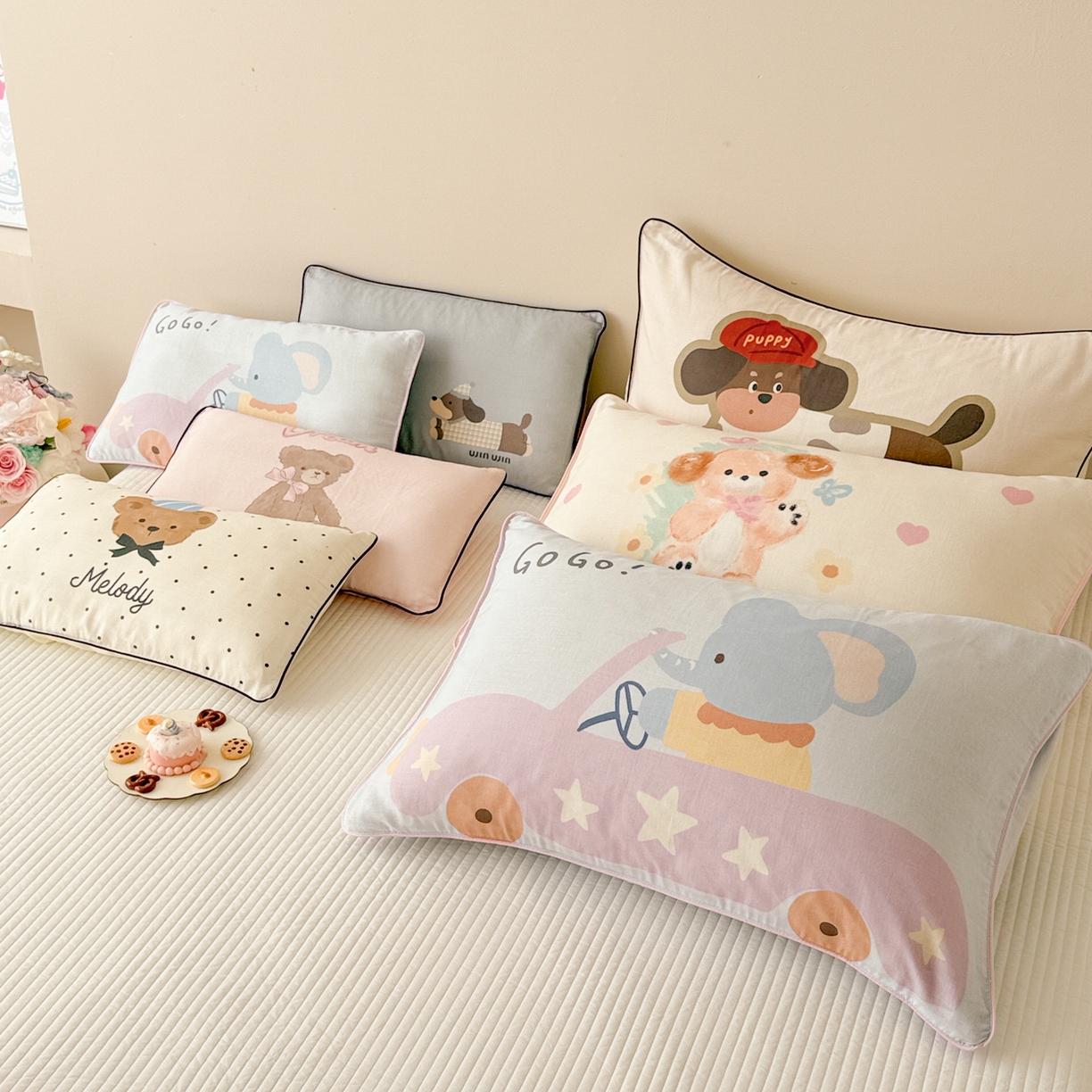 91家纺网 家纺一手货源 找家纺 （总）呗旺鹿 2025新款A类全棉双层纱单枕套儿童枕头套