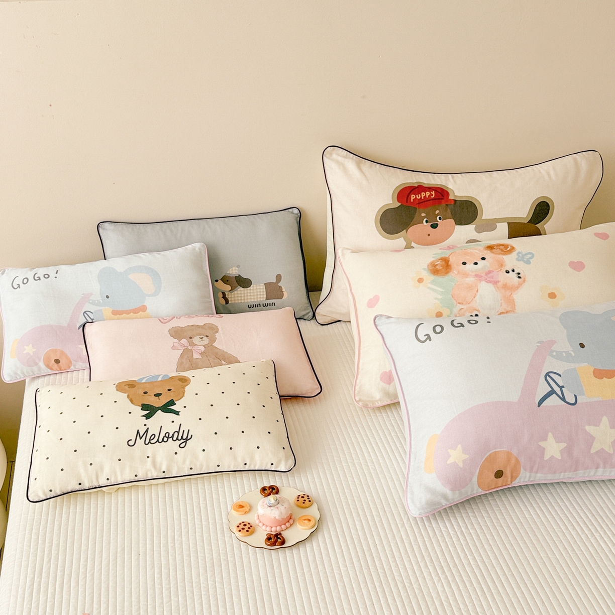 91家纺网 家纺一手货源 找家纺 （总）呗旺鹿 2025新款A类全棉双层纱单枕套儿童枕头套