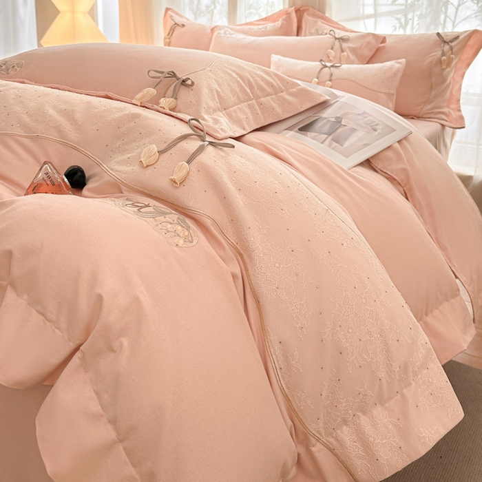 91家纺网 家纺一手货源 找家纺 （总）祺瑞佳家纺 2025新款侘寂风100%棉加厚磨毛四件套色织提花床单床笠（标准券后不得低于288元，大号券后不得低于308元）