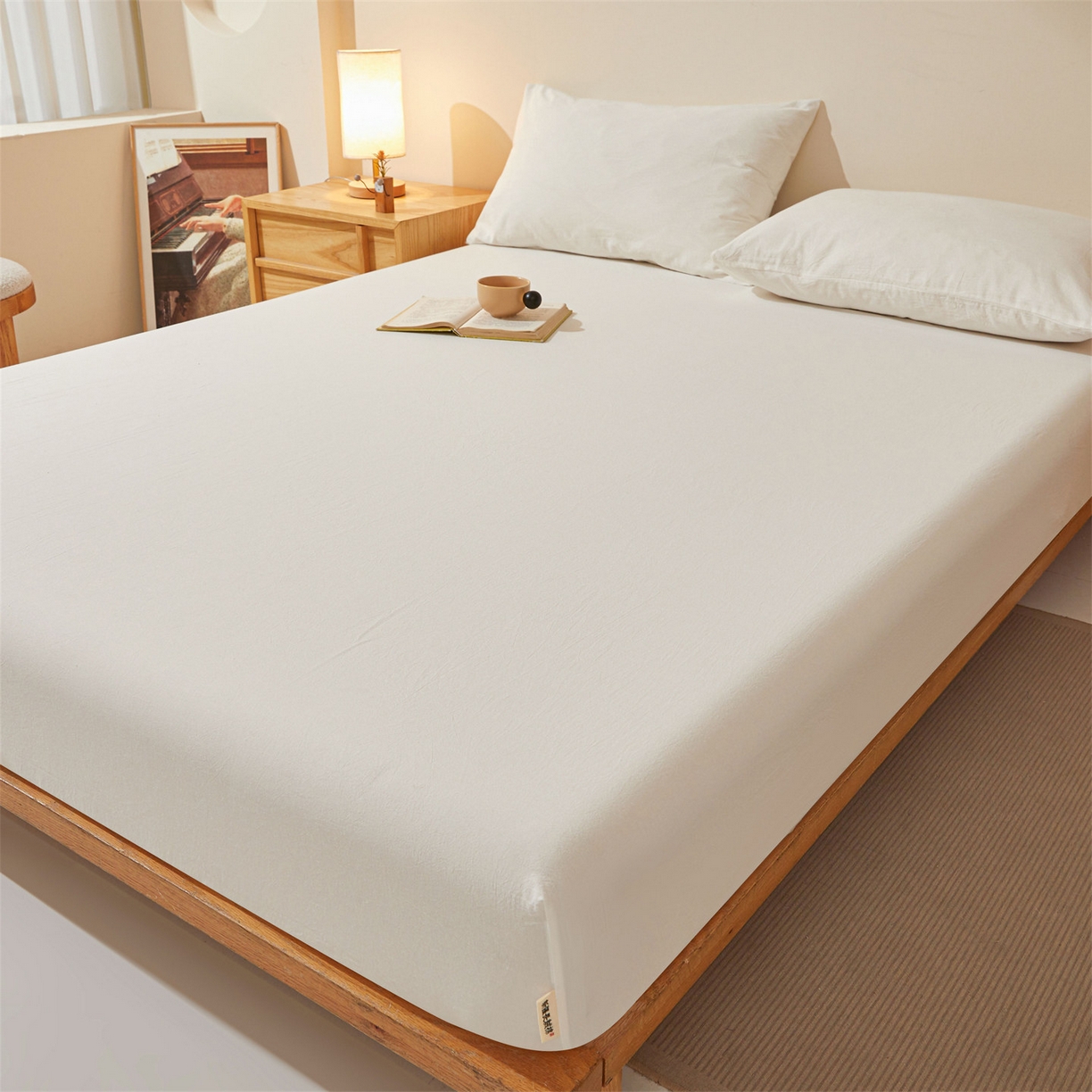 91家纺网 家纺一手货源 找家纺 （总）优眠坊 2026新款全棉色织水洗纯色条格纯棉单层床笠床垫保护套