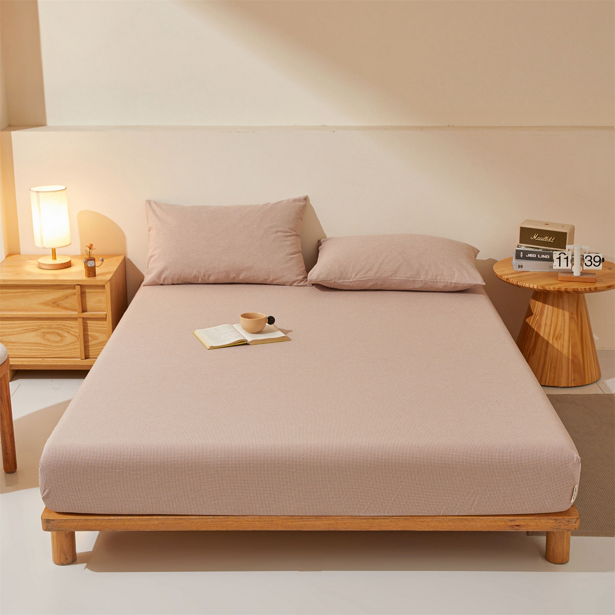 91家纺网 家纺一手货源 找家纺 （总）优眠坊 2026新款全棉色织水洗纯色条格纯棉单层床笠床垫保护套