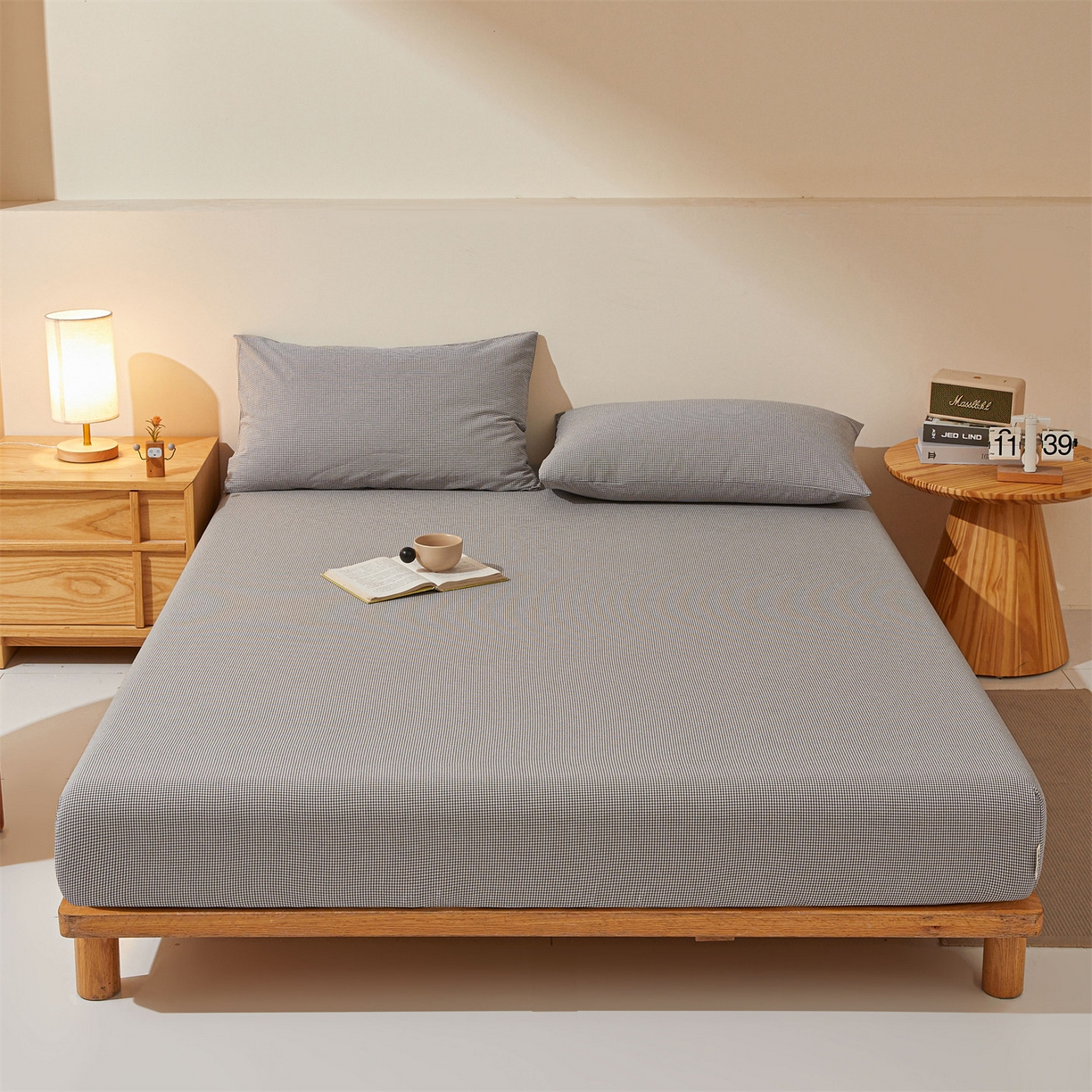 91家纺网 家纺一手货源 找家纺 （总）优眠坊 2026新款全棉色织水洗纯色条格纯棉单层床笠床垫保护套