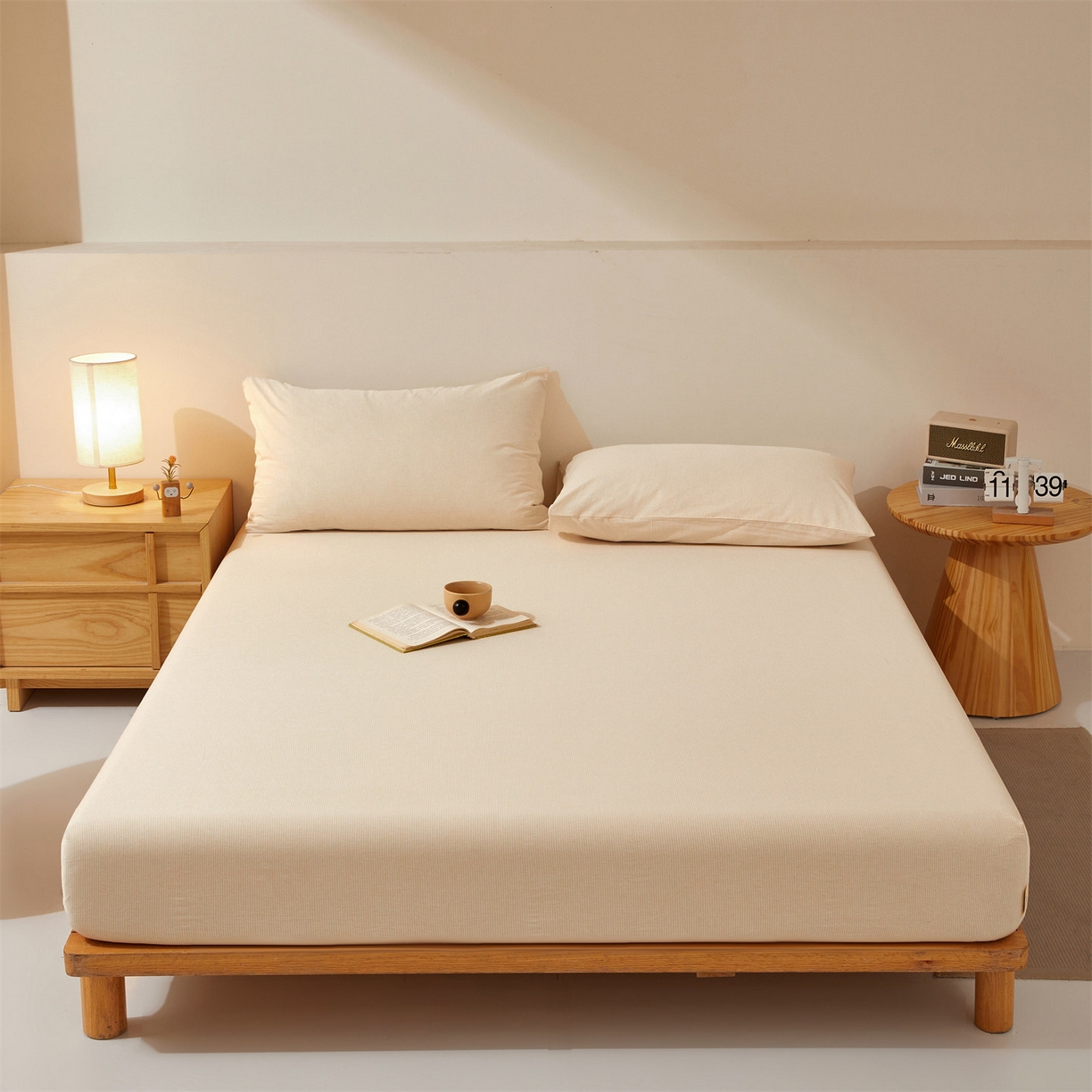 91家纺网 家纺一手货源 找家纺 （总）优眠坊 2026新款全棉色织水洗纯色条格纯棉单层床笠床垫保护套