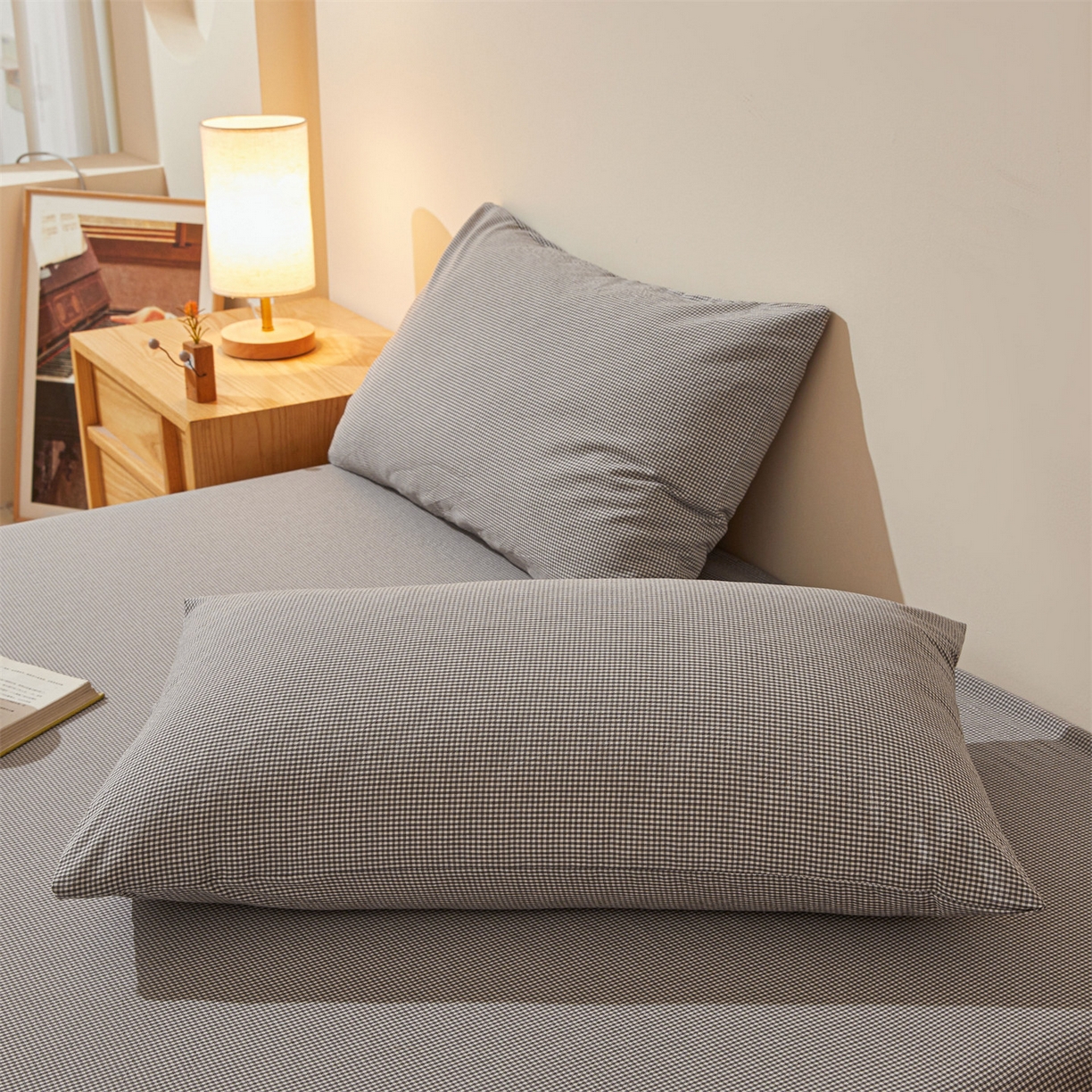 91家纺网 家纺一手货源 找家纺 优眠坊 2026新款全棉色织水洗纯色条格纯棉单层床笠床垫保护套 拾忆-条格黑