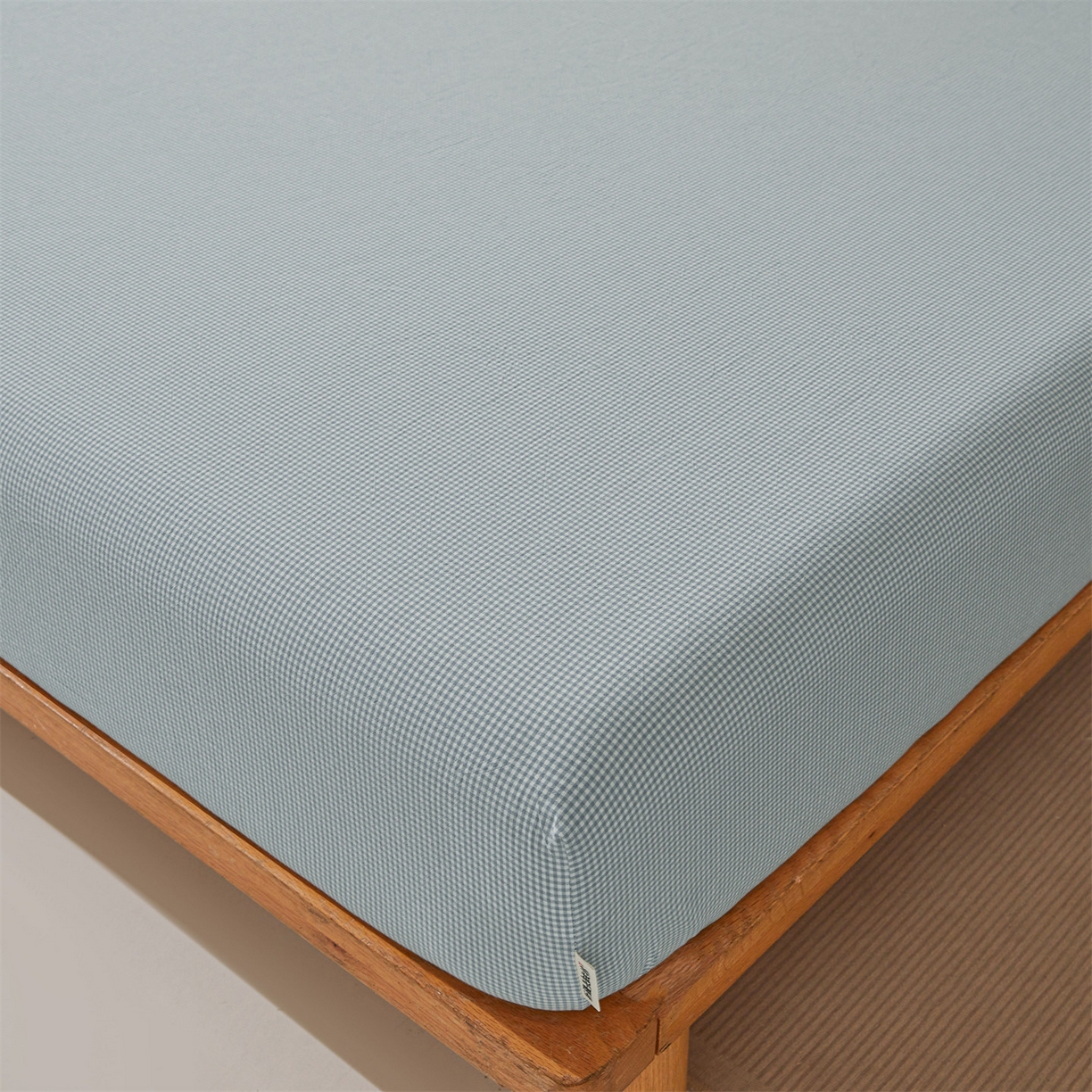 91家纺网 家纺一手货源 找家纺 优眠坊 2026新款全棉色织水洗纯色条格纯棉单层床笠床垫保护套 拾忆-条格蓝