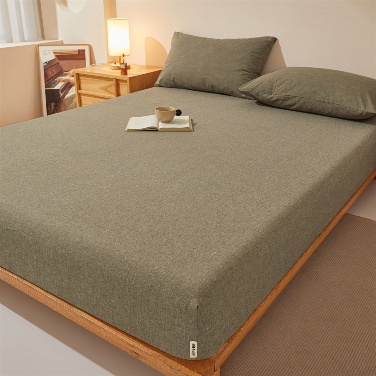 91家纺网 家纺一手货源 找家纺 优眠坊 2026新款全棉色织水洗纯色条格纯棉单层床笠床垫保护套 拾忆-棕色