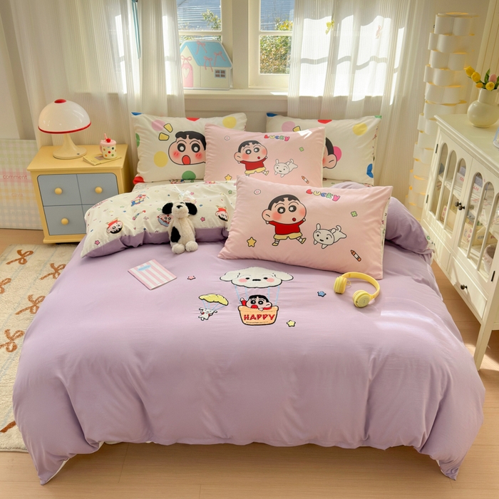 三元色 2025新款云朵棉毛巾绣小新系列四件套 气球小新