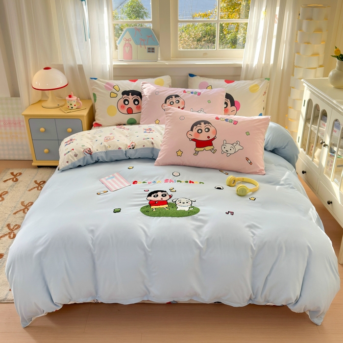 三元色 2025新款云朵棉毛巾绣小新系列四件套 夏日小新