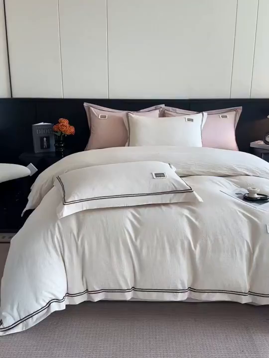 91家纺网 家纺一手货源 找家纺 （总）笙意家纺 2025新款A类全棉棉麻织带款四件套